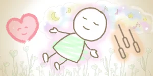 鍼治療で顔面の筋肉の緊張が解け、心もリラックスしている様子のイラスト
